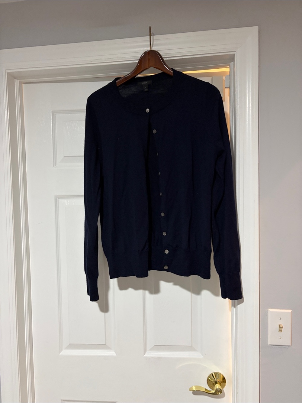J. Crew Navy Crewneck cardigan Sweater